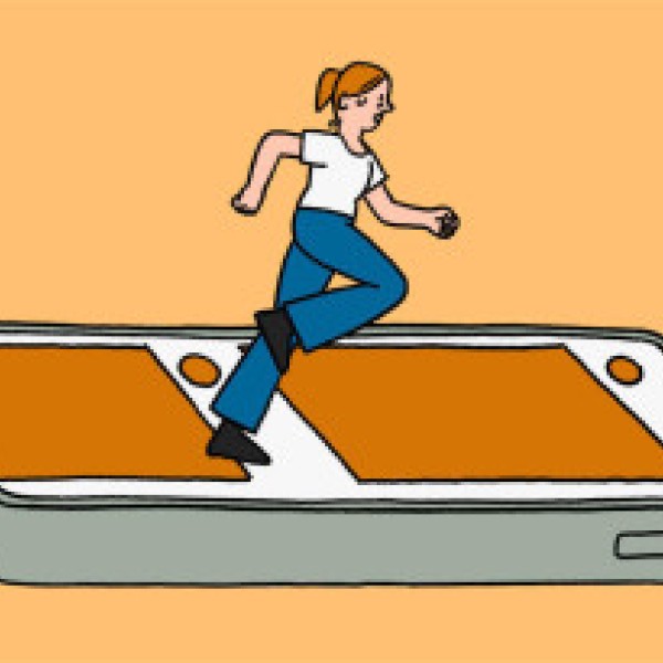 Illustration of a woman running on a smart phone